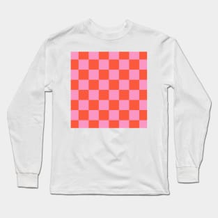 Checked pattern Orange and Pink checkerboard Long Sleeve T-Shirt